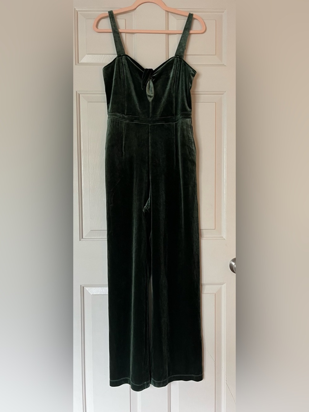 Abercrombie & Fitch Emerald Green Velvet Jumpsuit | Medium